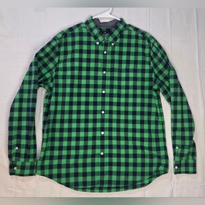 American Eagle Green Buffalo Plaid Button Down Shirt XL Normcore Cozy Casual